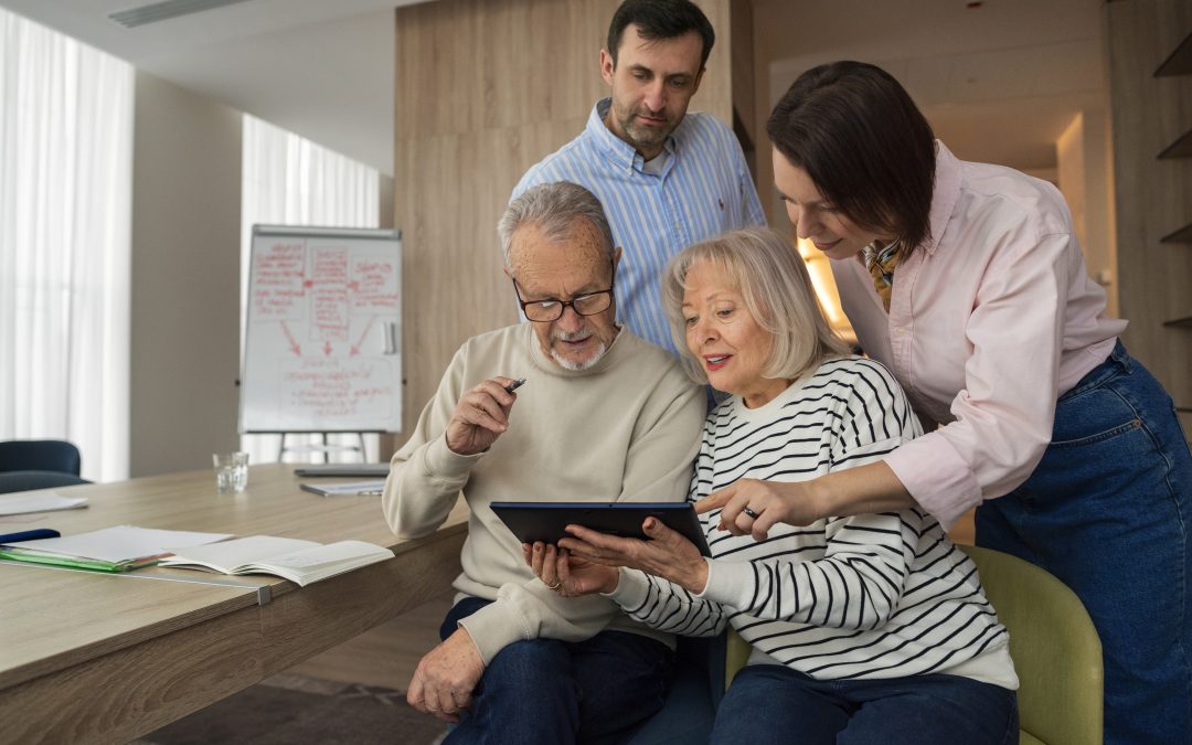 Senior living specialist discussing an in-home care plan with a senior
